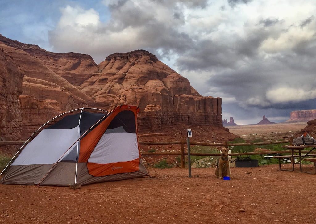 Dog and Tent at Monument Valley, Arizona